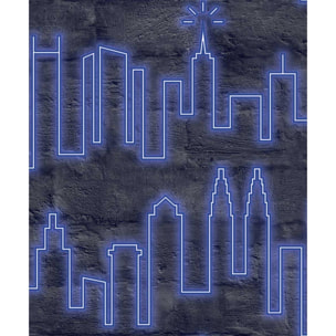 Papier peint graphique skyline Bleu