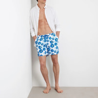 Boxer de bain - coupe classique - bleu et blanc