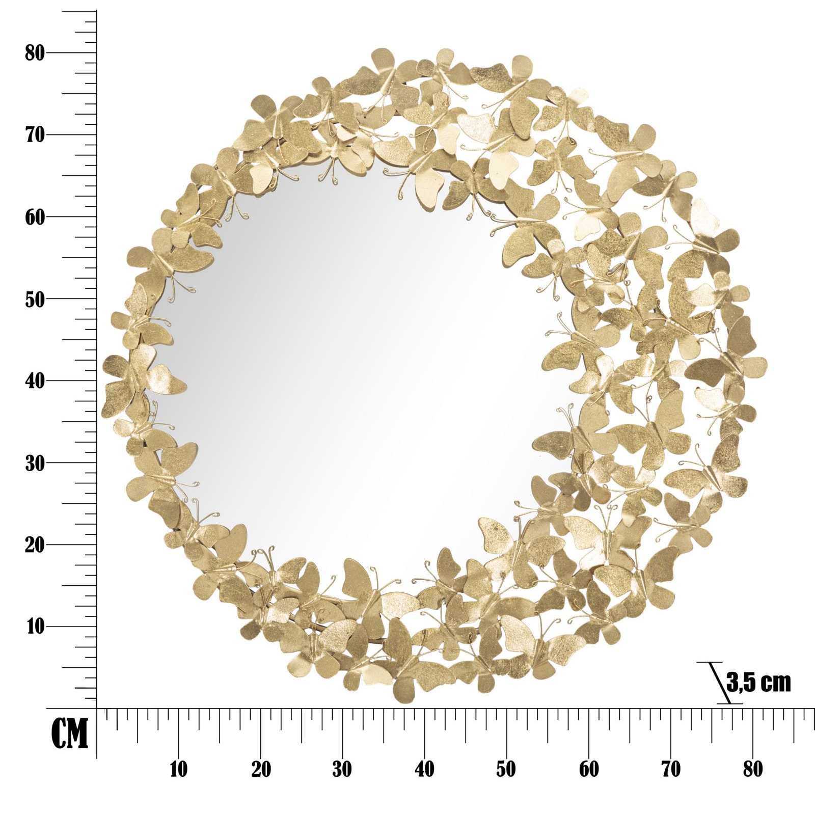 SPECCHIO GLAM BUTTERFLY WIND Ø CM 81,5X3,5 (MISURA SPECCHIO CM Ø55)