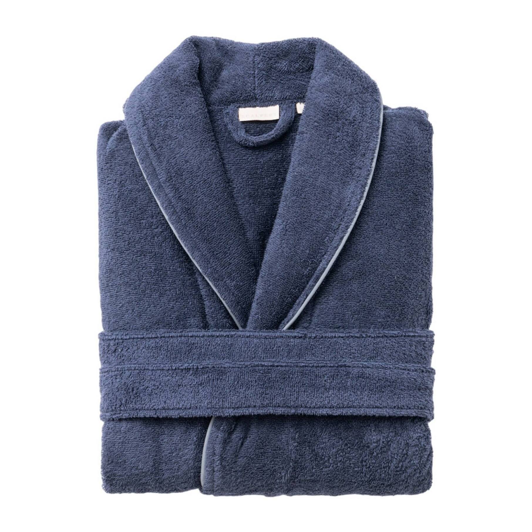 Albornoz s-m 100%algodón 360gsm azul con ribetes grises scalpers home
