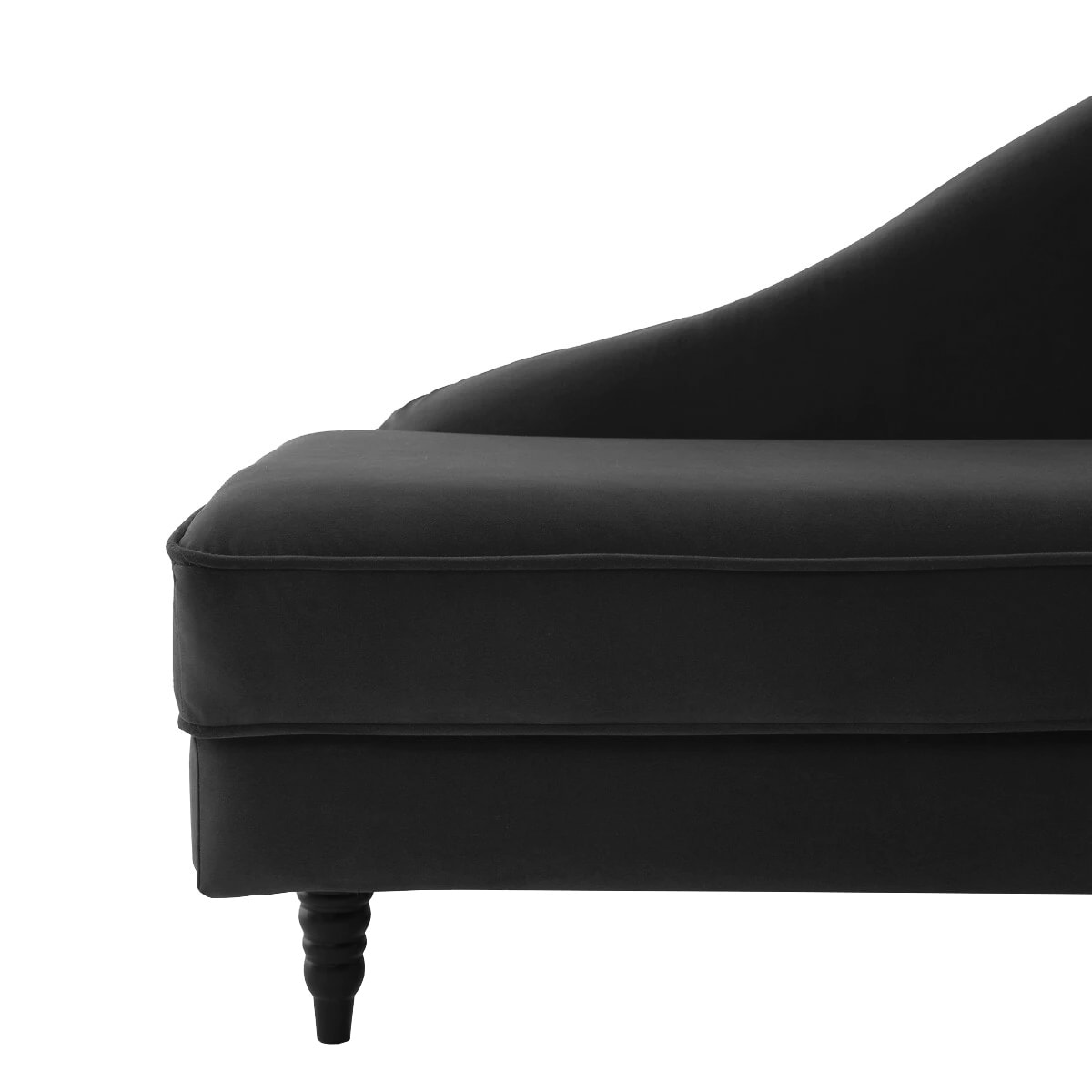 Méridienne gauche ALBA 195 cm velours Noir - 100% déhoussable - Fab. France