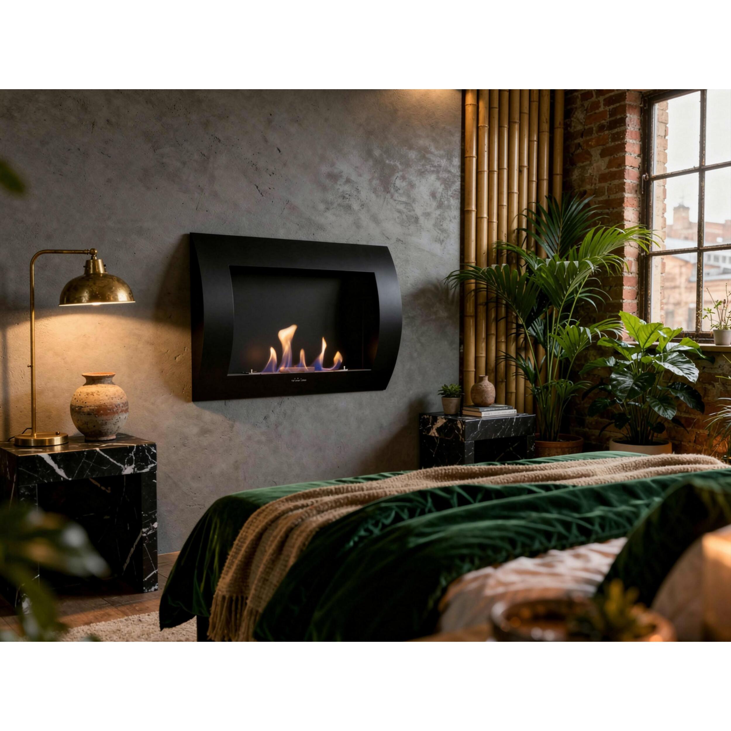 Cheminée à l'éthanol en acier laqué blanc