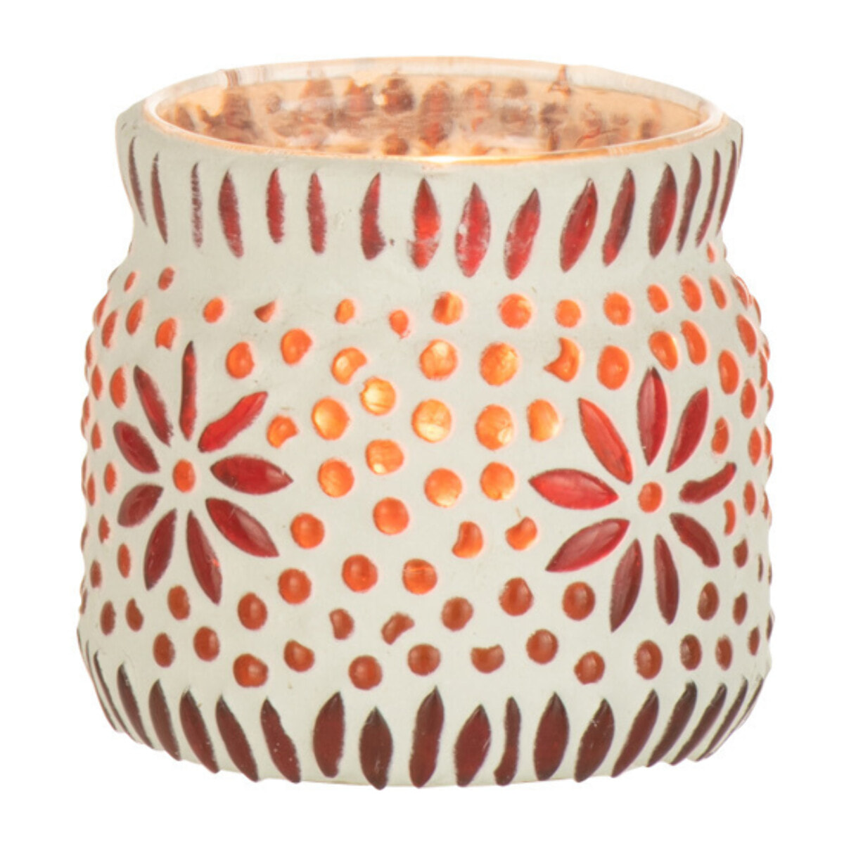 J-Line bougeoir Bram - verre - blanc/rouge - medium  - 4 pcs