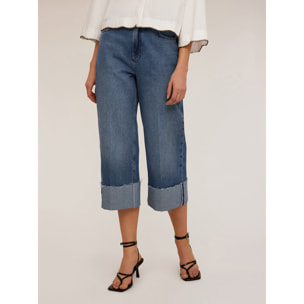 Motivi - Jeans wide leg cropped - Azzurro