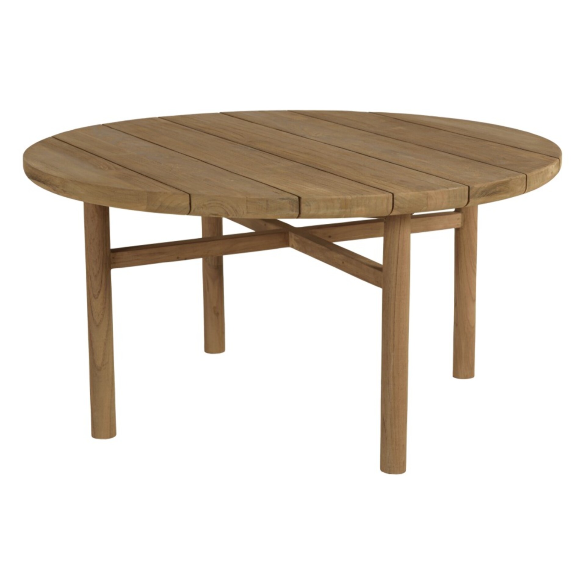 KALLY - Table basse de jardin ronde en bois de teck recyclé naturel D80cm