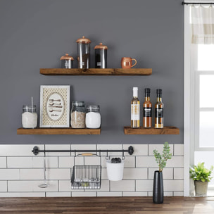 Mensola da Muro 80 cm Stile Rustico in MDF Finitura Rovere Vintage