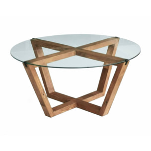 Tavolino da salotto Agatha, Tavolo basso da caffè, Portariviste per divano, Ripiano da soggiorno, 75x75h35 cm, Noce
