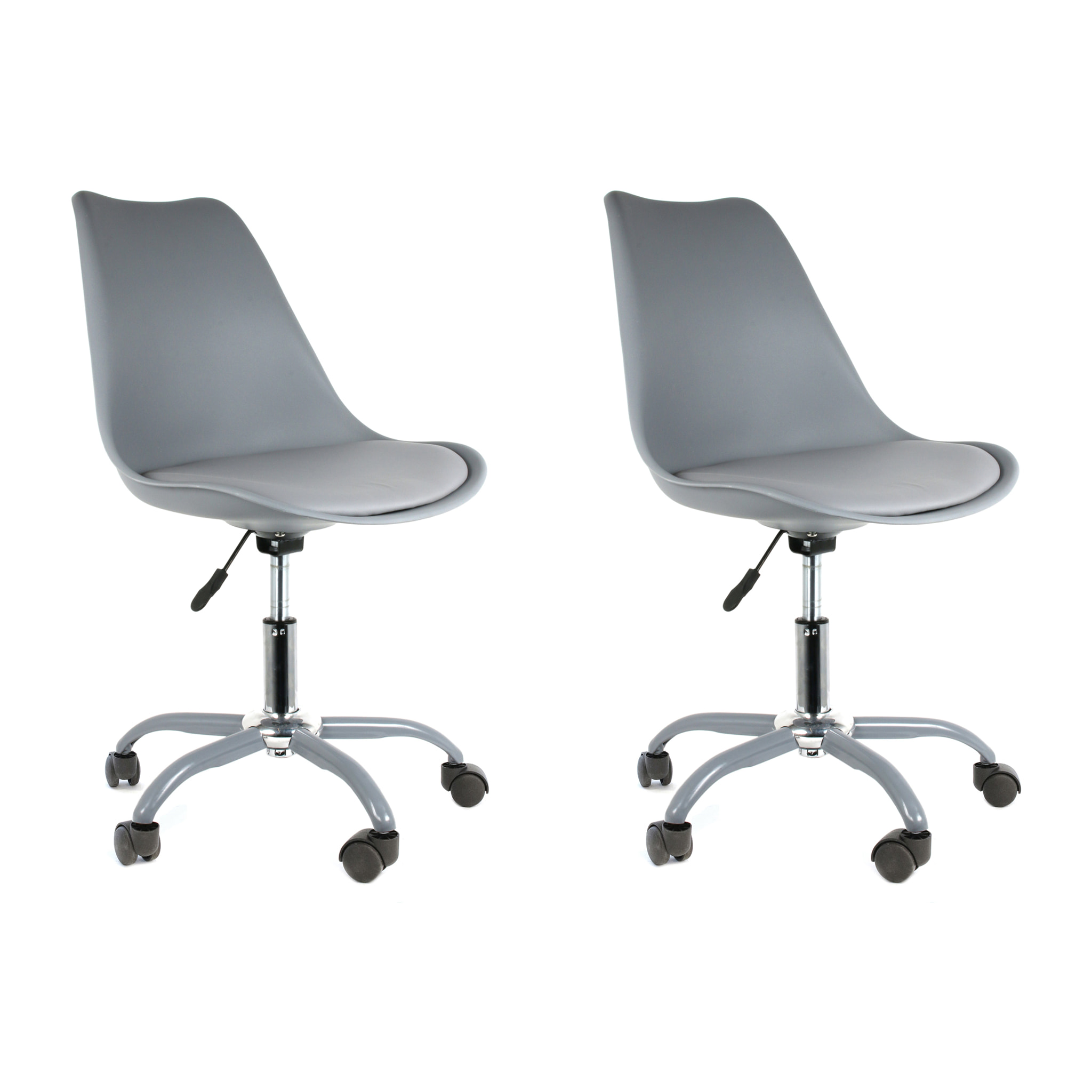 Chaise A Roulettes Kiruna Gris - Lot De 2
