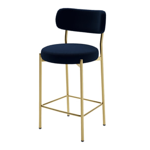 Lot de 2 tabourets de bar velours noir Agathe