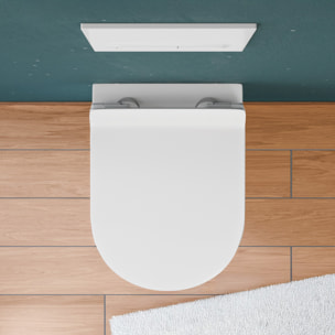 Duofix Pack WC bâti-support 112 cm + WC suspendu sans bride Ceramia avec abattant SoftClose + plaque blanche (GEBCEPXWT02-FR)