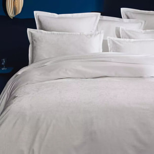 Taie d'oreiller satin de coton motif jacquard blanc Alexandria diamant