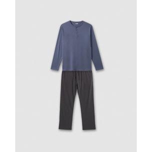 Pijama largo hombre con botones indigo - marino