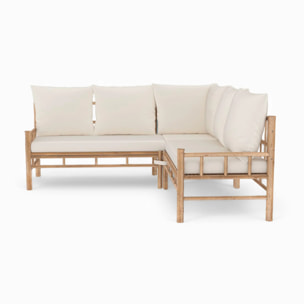 Salon de jardin 5 personnes en bambou, table basse carrée - Vadella