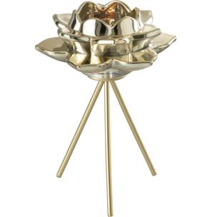 J-Line photophore Sur Pied Fleur - verre - or - large