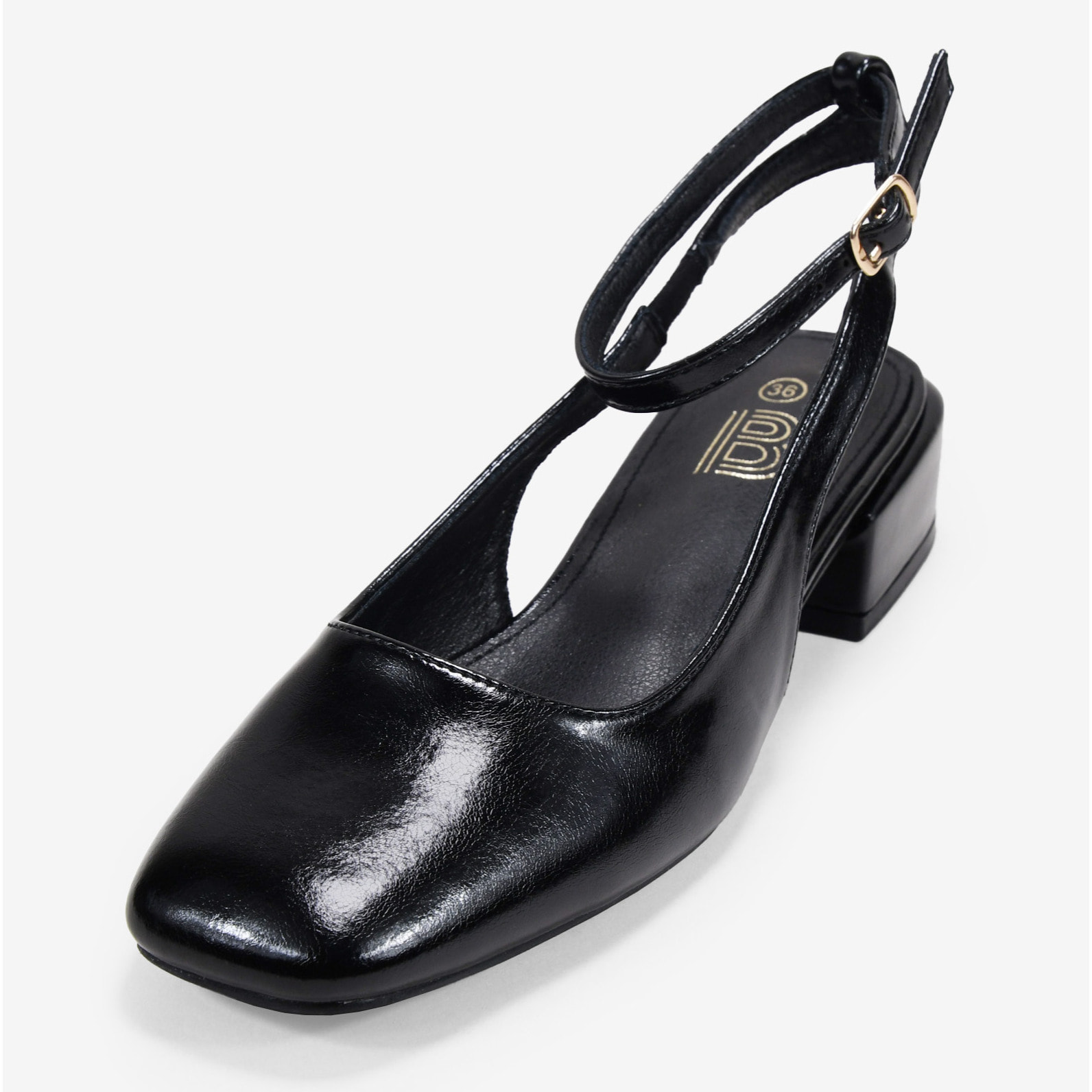 Zapatos Mary Jane destalonados negros con tacón