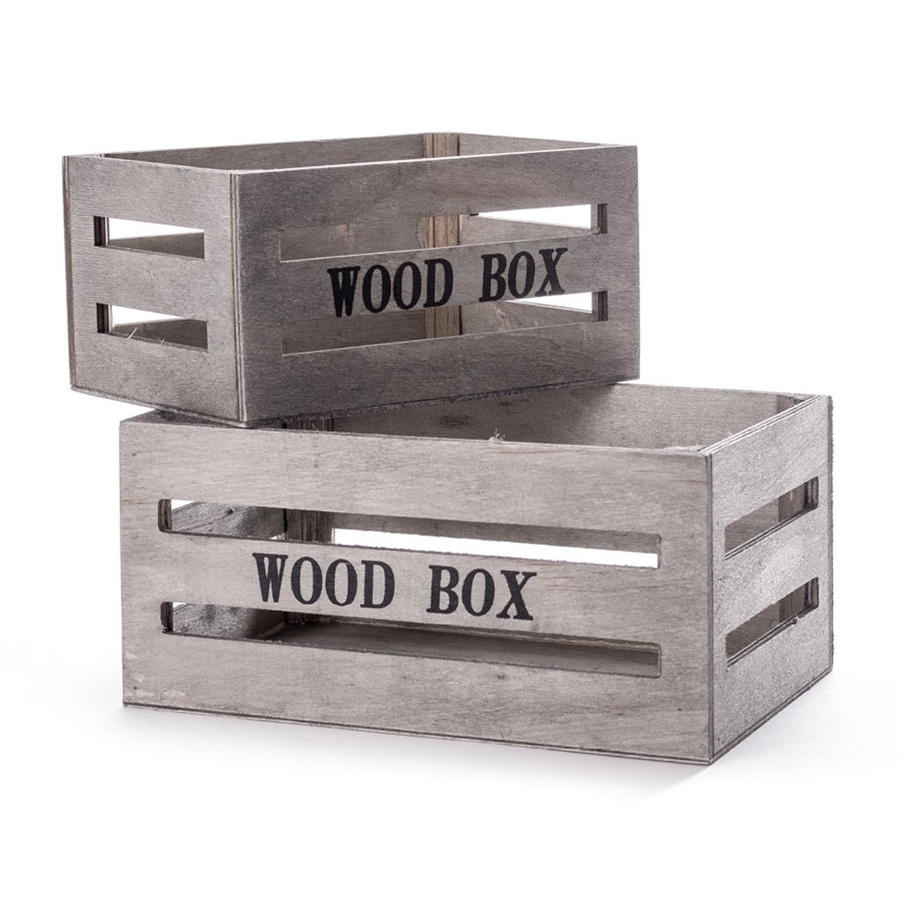 Set 2 Cassette Modello Wood Box Grigio