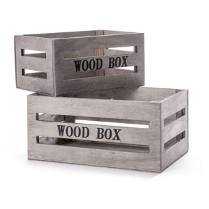 Set 2 Cassette Modello Wood Box Grigio