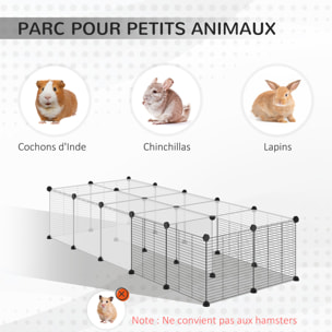 PawHut Cage parc enclos modulable petits animaux de compagnie - dim. standards 140L x 70l x 70H cm - 27 panneaux bords arrondis - résine PP fils d'acier noir