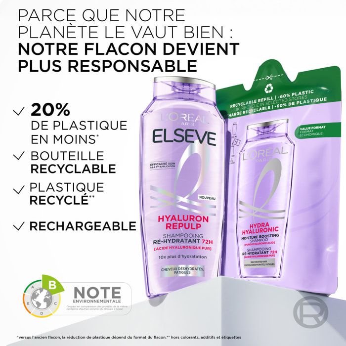 Lot de 6 - L'Oréal Paris Elseve Hyaluron Repulp Eco-recharge Shampooing Ré-Hydratant 72H 250ml