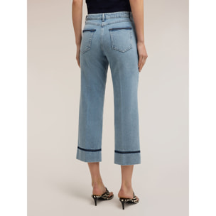 Motivi - Jeans cropped wide fit con catena - Azzurro