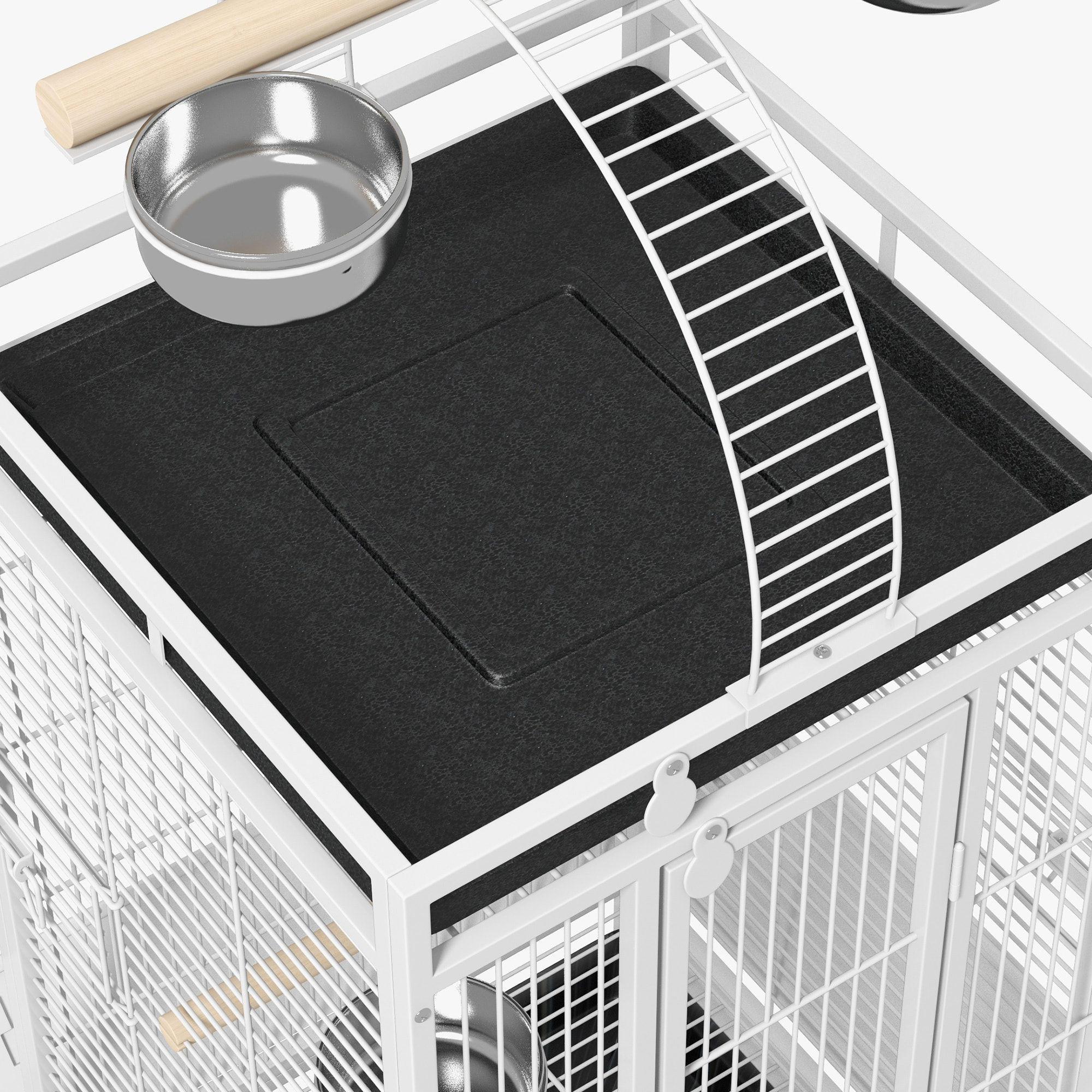 Jaula para Pájaros Jaula para Loros con Ruedas Perchas Comederos Estante Puente Arqueado y Bandejas Extraíbles Pajarera para Cacatúas Cotorras 62,5x62,5x156 cm Blanco