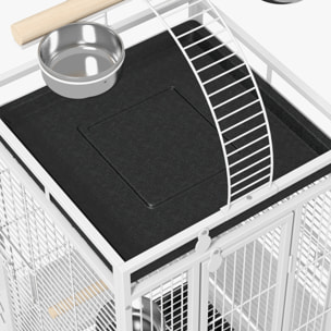 Jaula para Pájaros Jaula para Loros con Ruedas Perchas Comederos Estante Puente Arqueado y Bandejas Extraíbles Pajarera para Cacatúas Cotorras 62,5x62,5x156 cm Blanco
