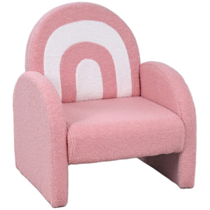 Sillón Infantil con Respaldo en Forma de Arcoíris Sofá para Niños de 18-96 Meses Tejido Suave de Borreguito Reposabrazos Carga 45 kg Rosa
