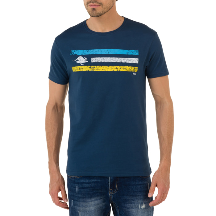 T-shirt in cotone 150 gr Hot Buttered California Colore Blu indigo.