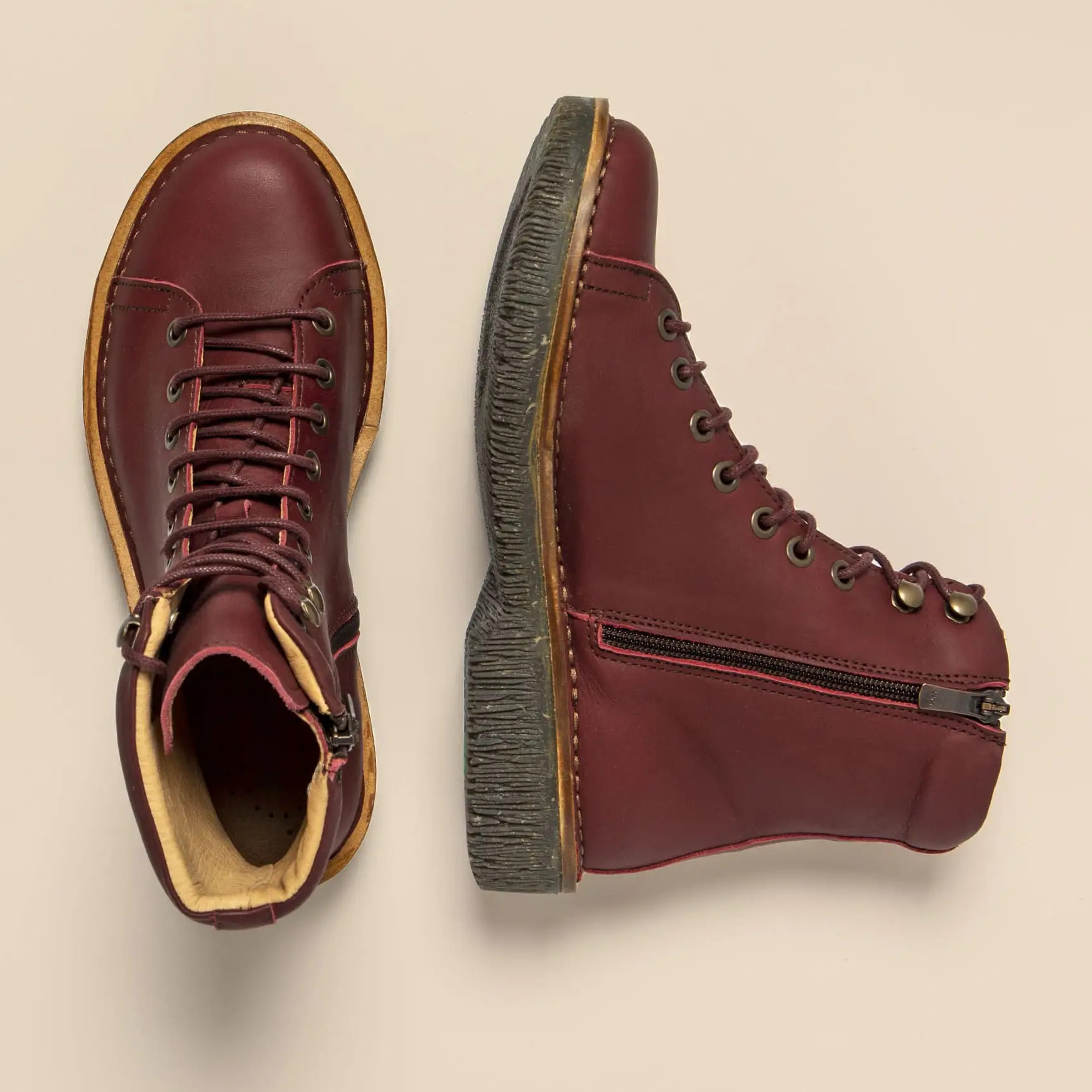 Botines N5572 WAX NAPPA CEREZA/VOLCANO color Cereza