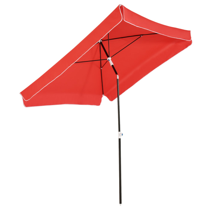 Parasol inclinable rectangulaire métal polyester haute densité 2L x 2l x 2,6H m rouge