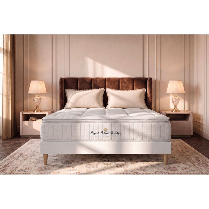 Matelas à Ressorts ensachés et mémoire de forme George V - 28cm d'épaisseurs et 7 zones de confort - 2 places