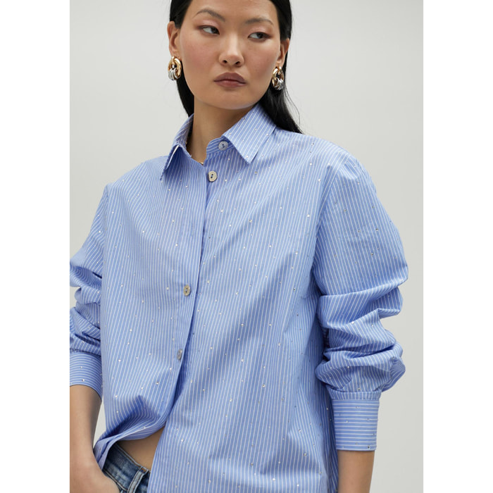 Camicia a righe con strass