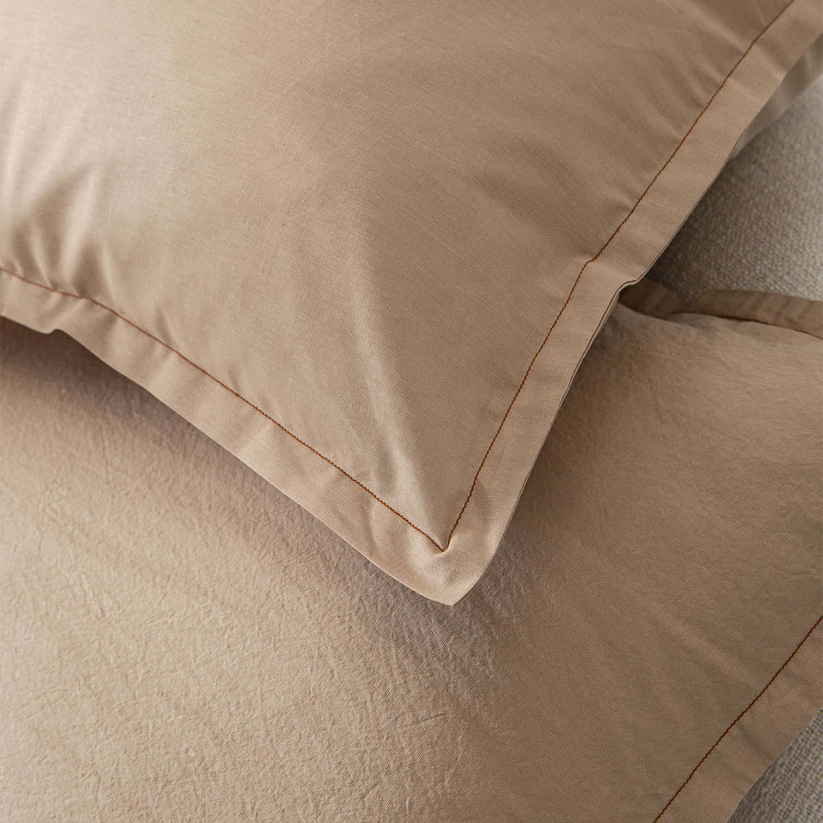 Taie d'oreiller unie coton, Made in France, TOUT DOUX , Sable