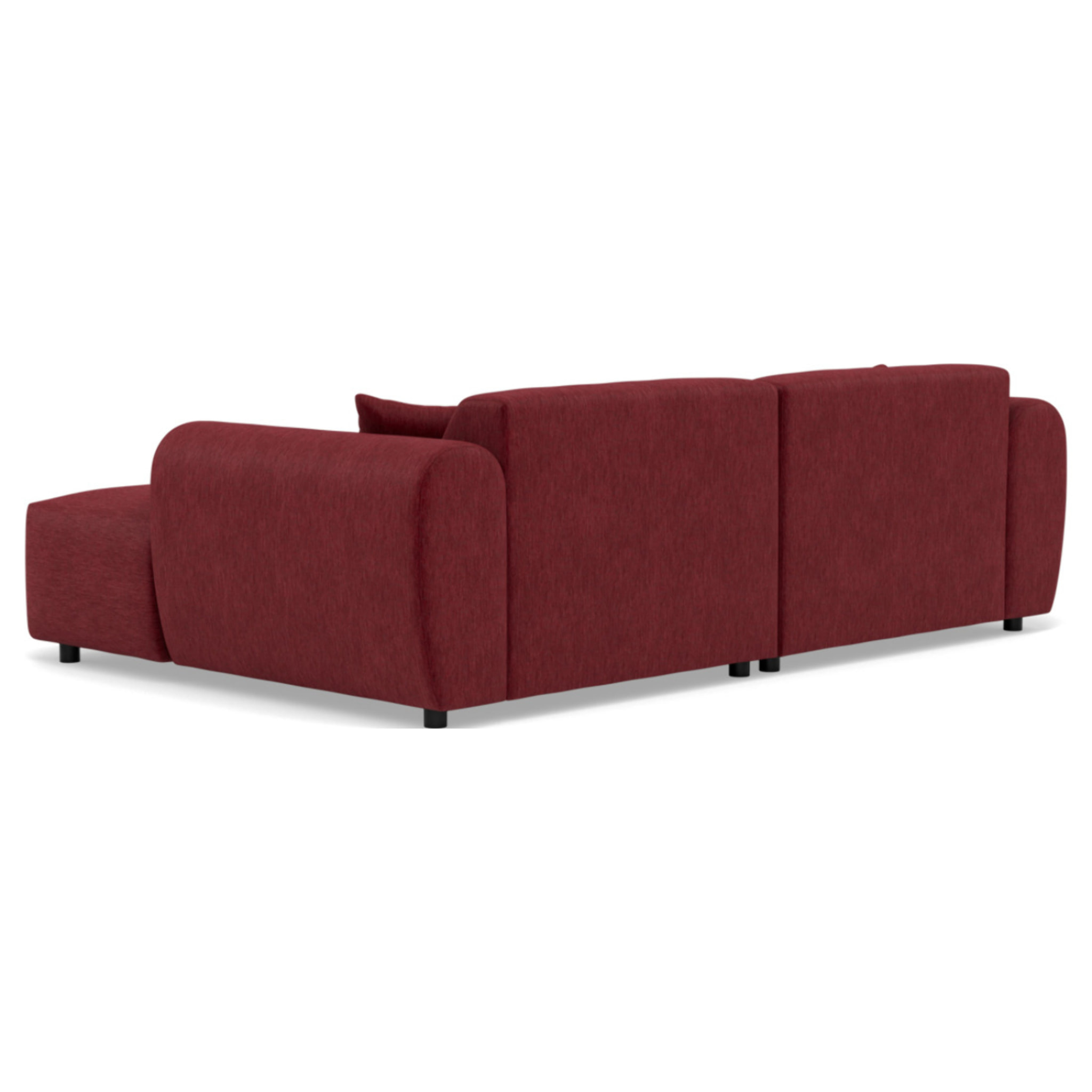 Aumance - canapé droit 4 places avec double méridienne assise profonde en velours texturé - Prune