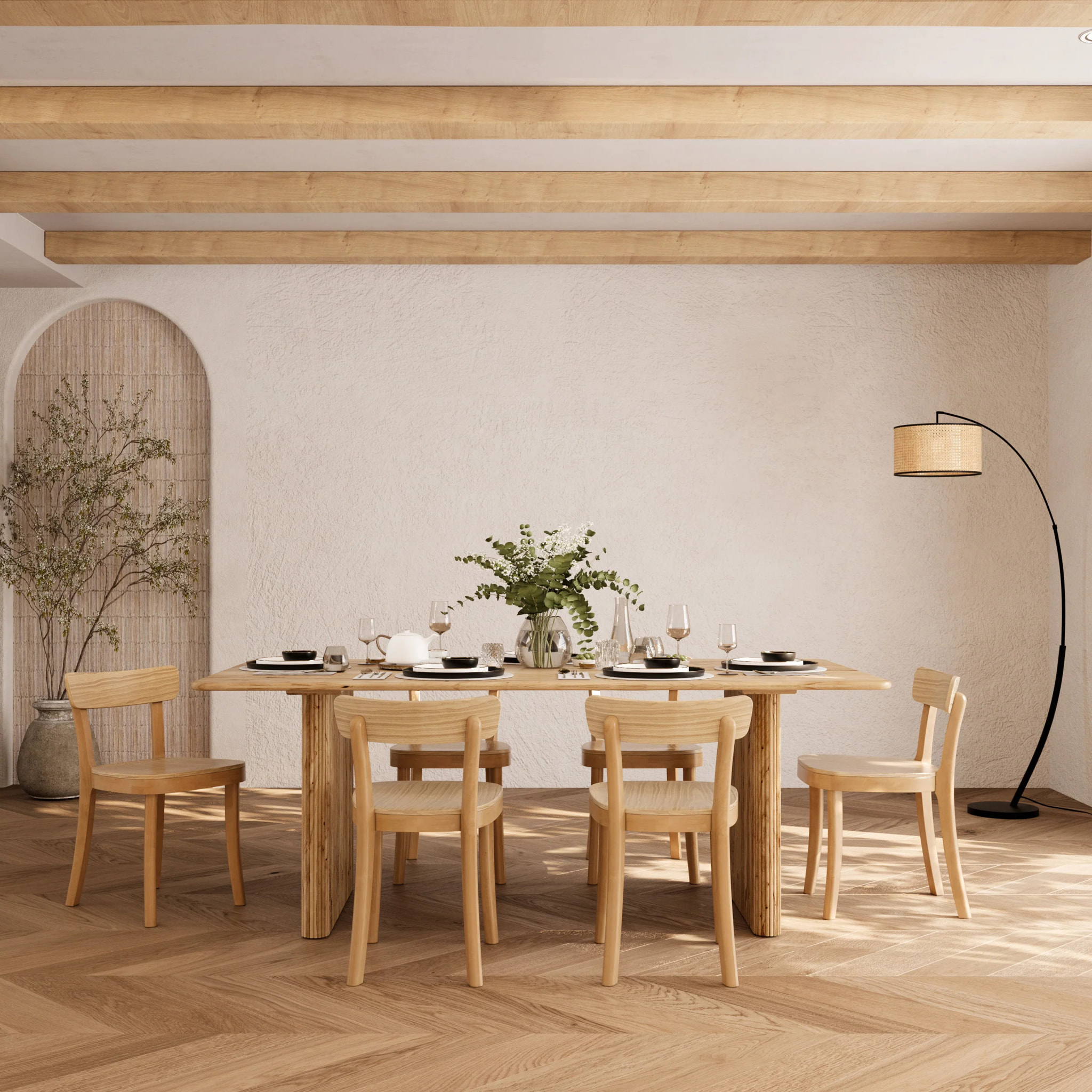 Table rectangulaire en bois d'acacia 8 personnes - Andrea