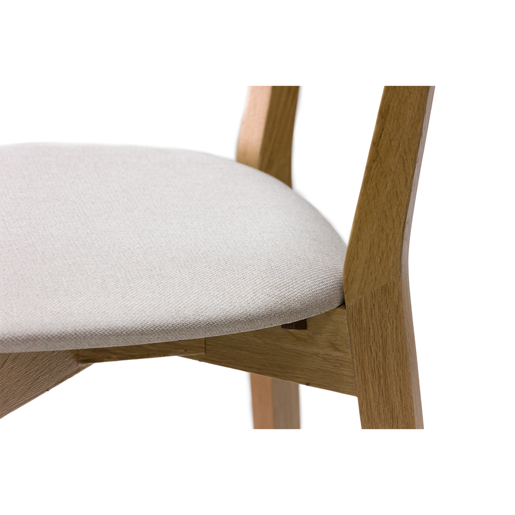 Tabouret de bar en bois clair chêne massif et tissu beige H65 cm LUCIA