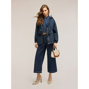 Motivi - Parka misto cotone con cappuccio - Blu