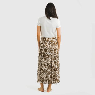 Falda midi viscosa bambula Alexis Marrón