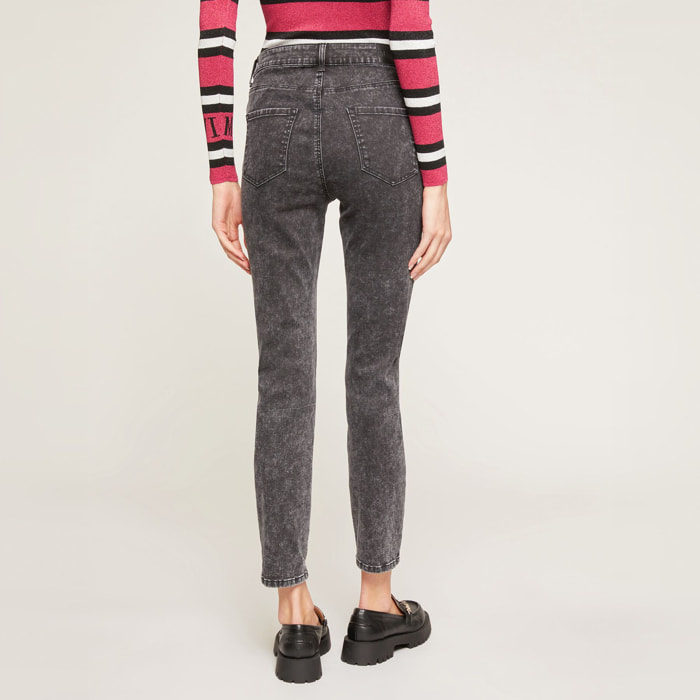Jeans - decorato con borchie - skinny fit - nero denim