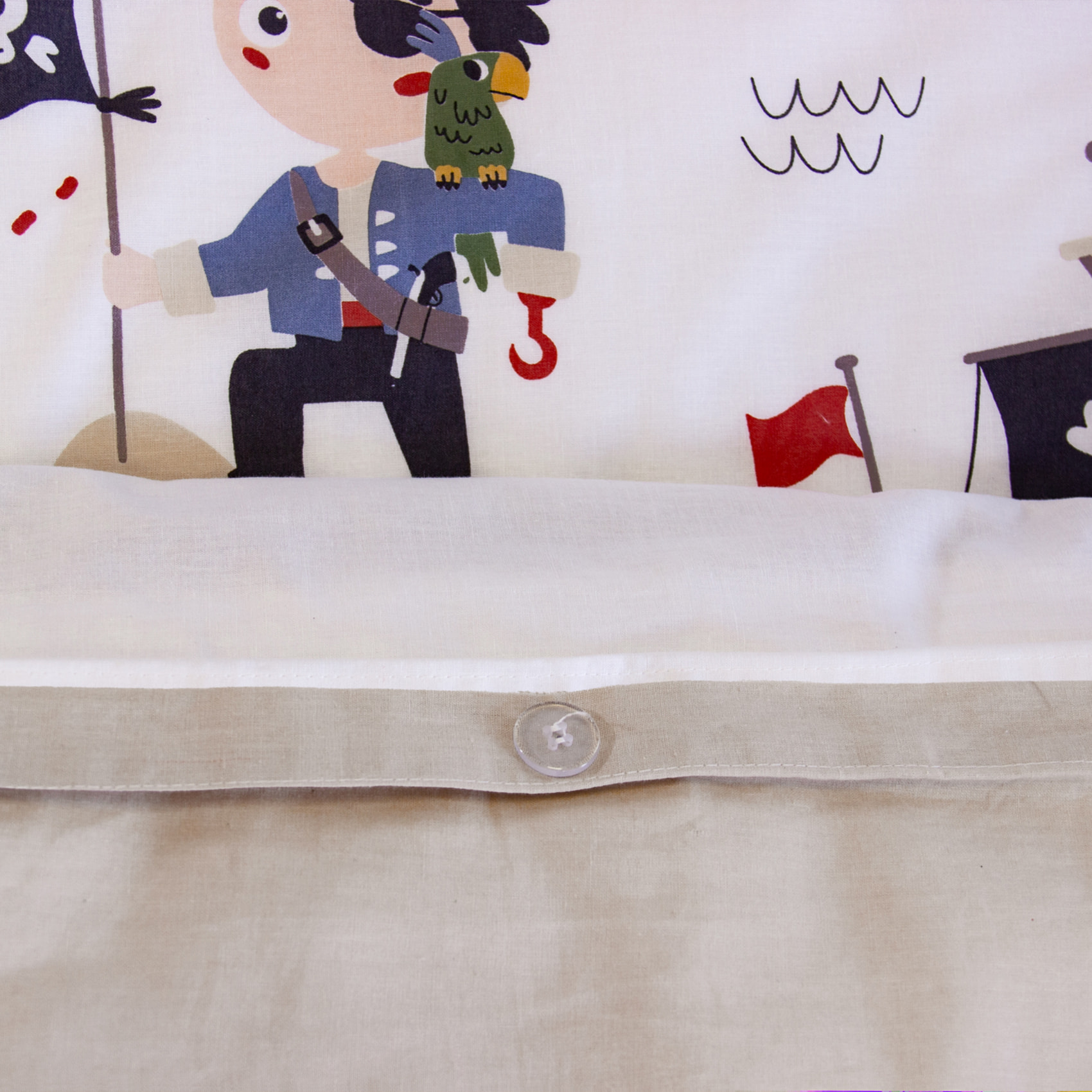 Parure de lit enfant réversible Pirates / Indiens - Beige