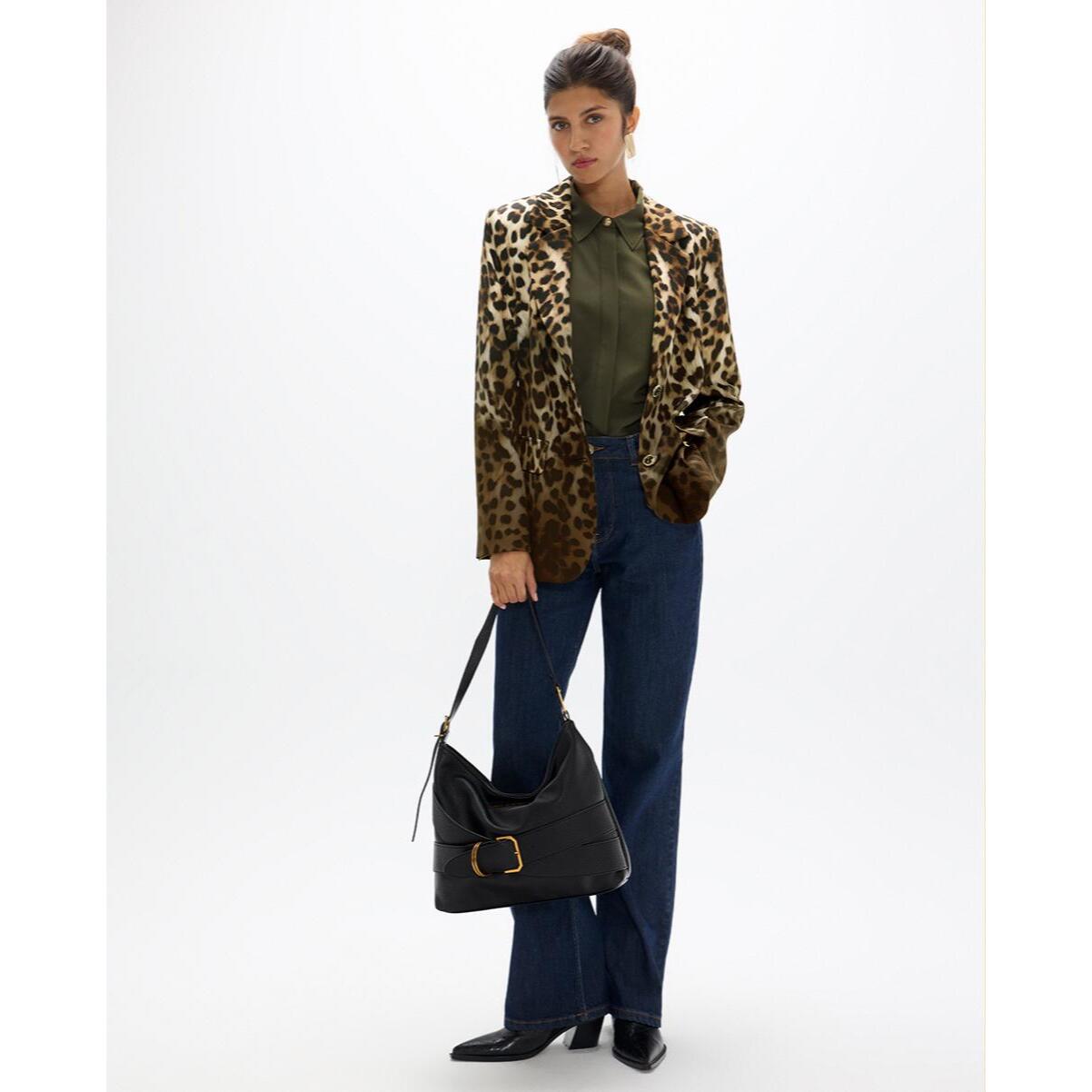 Blazer con stampa leopardata sfumata