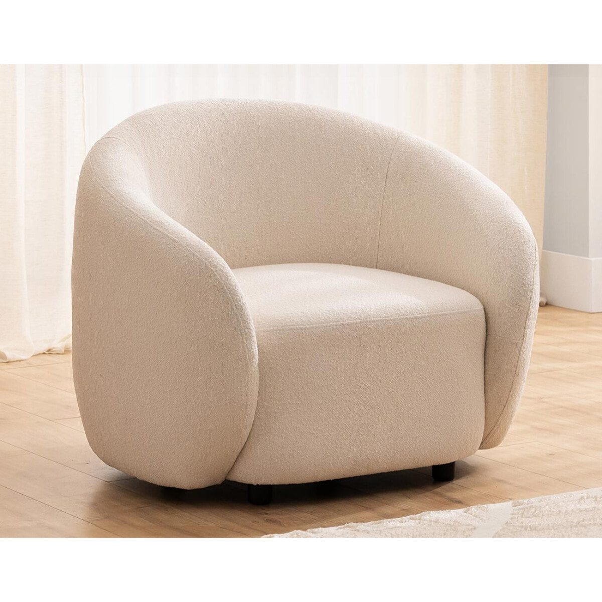 Flore - Fauteuil en tissu bouclette - Beige