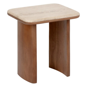 Lot de 2 tables basses Jivan Travertin bois L60/38cm