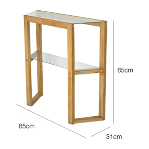 Consolle Dlobotk, Tavolo multiuso, Mobiletto d'appoggio, Scrivania da corridoio, 85x31h85 cm, Quercia