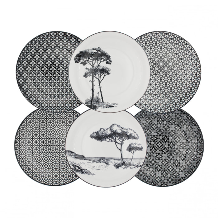 Lot de 6 petites assiettes, VILLA LES PINS