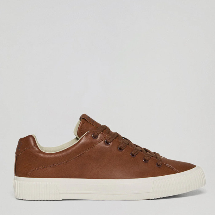 Sneaker Habana in ecopelle color cammello da uomo con dettagli Polo Club