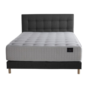 Ensemble Callisto + tête de lit capitonnée - Matelas Mousse Haute Résilience Mémoire de forme