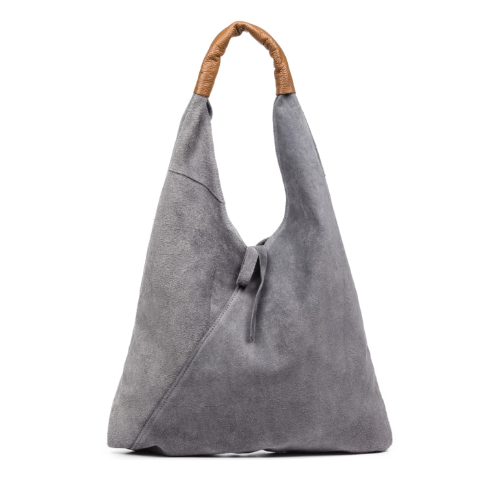 Borsa Shopper da donna Agnana. Vera pelle Scamosciato e Dollaro.