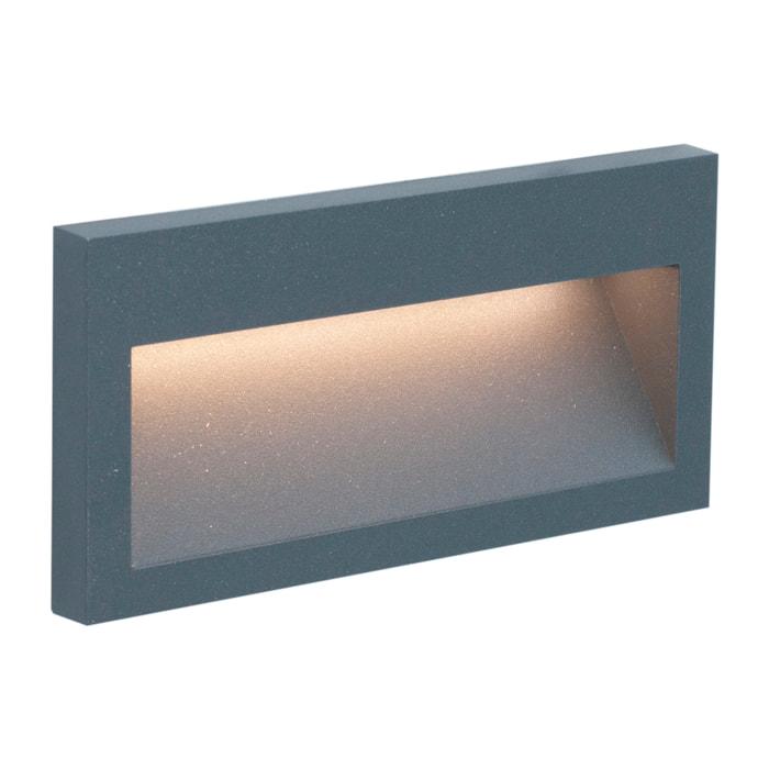 FORLIGHT Medi empotrable de pared exterior rectangular con luz led blanco cálido 3000K en color gris urbano