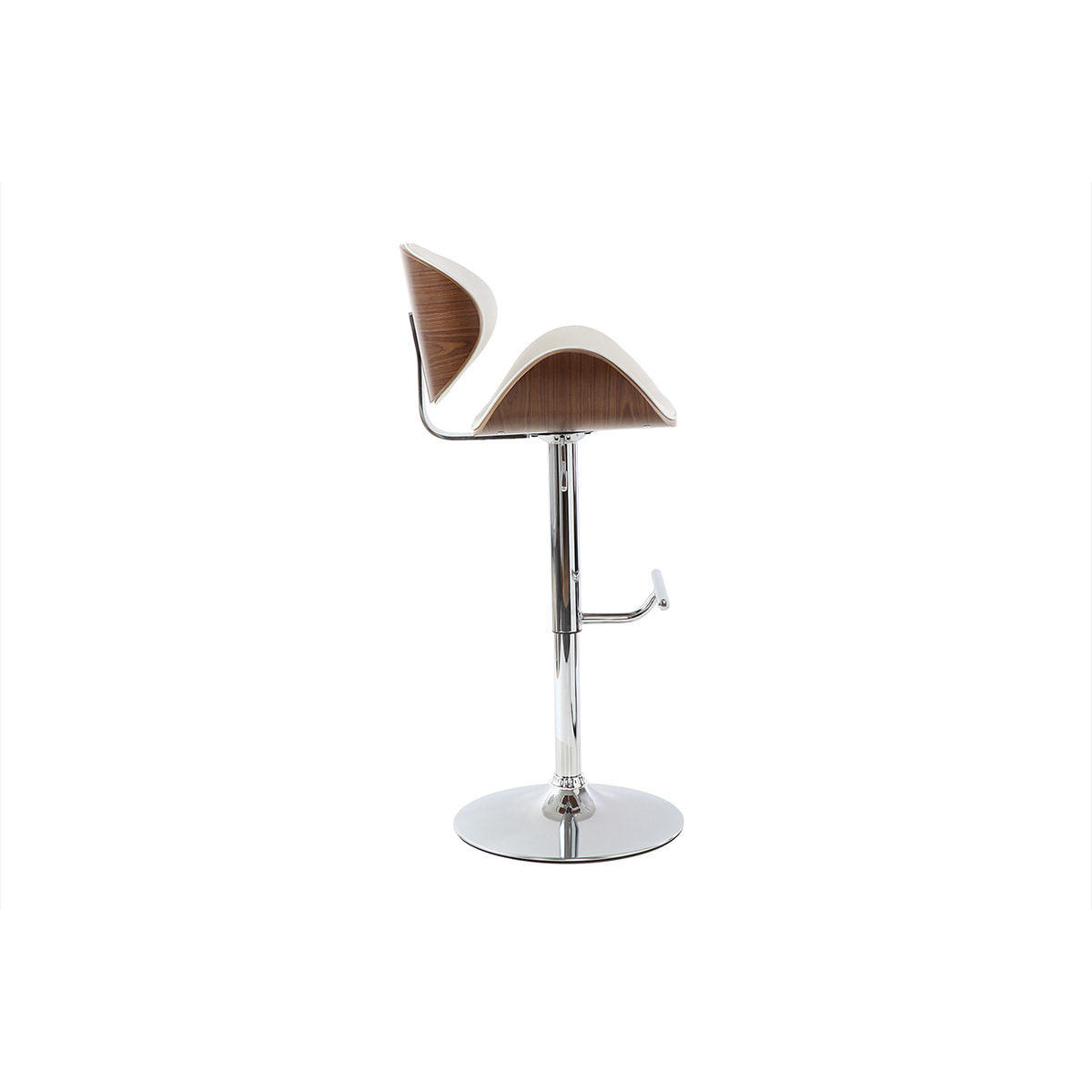 Tabouret de bar design blanc et bois foncé WALNUT